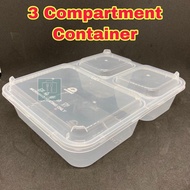 TAPAU - CB -1200TC 3 Compartment PP Lunch Box with Dome Lid ( 50pcs± ) Microwavable Container - Bent