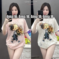 MEDIUM FORM LACE T-SHIRT < 56 KG, WIDE FORM <68KG PRINTED WITH THE IMAGE OF A GIRL Hugging a Flower 