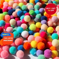 Getah Gelang Tahan Lasak Bracelet Making Kit, 1 Inch Pom Poms Soft Fluffy Multicolor, Elastic Cord &
