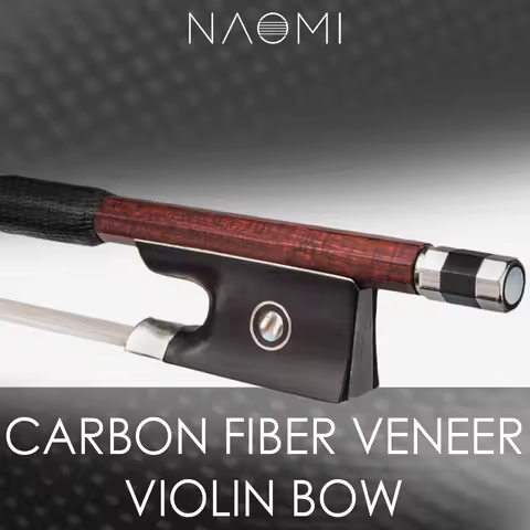 Naomi Luxurious 4/4 Violin Bow Carbon Fiber Stick Pernambuco Veneer Bow Ebony Frog W/ Paris Eye Inla