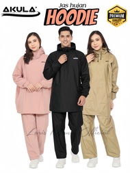 AKULA, Jas Hujan Setelan HOODIE Pria Wanita Bahan PVC anti rembes new