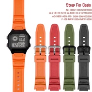 Rubber Strap for Casio AE-1200WH AQ-S810W MRW-200H Stainless Steel Buckle 18mm Replacement Band Casi