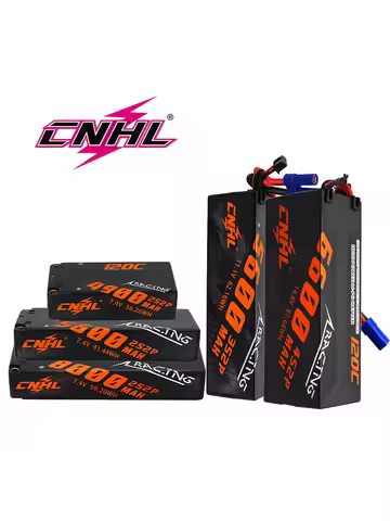 2pcs CNHL 2S 7.4V 5600mAh 6600mAh 8000mAh Lipo Battery 120C Hard Case With T EC5 Plug For RC Car Tan