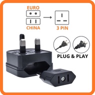 2 Pin US Euro to 3 Pin UK Converter Plug | 2 in 1 Euro plug adapter | 5A Fuse Travel Adapter