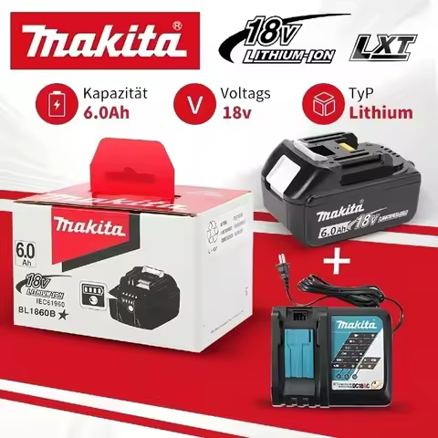 🥢 18V 6.0Ah Genuine Makita battery with charger set for Makita 18V power tool DDF487 DTW700 GBA404 D