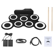 YQ7 Portable Electronic Drum Digital USB 7 Pads Foldable Drum Set Silicone Electric Drum Pad Kit With DrumSticks Foot Pe