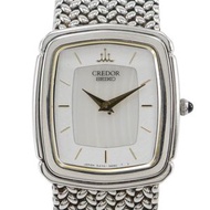 二手精工 Credor 女士手錶 5A70-3C30，不銹鋼材質，日本製造，石英機芯，模擬顯示，銀色錶盤。