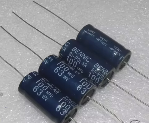 5PCS/LOT BENNIC axial 63V100UF 63V120UF 63WV 100MFD non-polar frequency dividing aluminum electrolyt