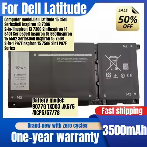 For Dell Latitude15 3510 Inspiron13 14 15 5300 5301 5401 5402 5501 5502 5400 JK6Y6 Laptop Battery Re