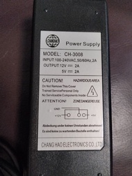 火牛 Power Supply

MODEL:CH-3008

1NPUT:100-240VAC,50/60Hz,2A

OUTPUT:12V=2A

5V-=2A