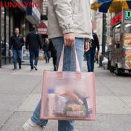 LUNASYNC Transparent Handbags, Waterproof Durable Water-Sprinkling Festival PVC Tote,  Packaging Thi