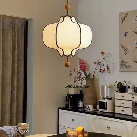 French-style Bedroom Fabric Lamp Retro Minimalist Dining Room Bar Tainan Western Solid Wood Romantic