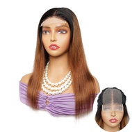 4x4 Lace Closure Wig Straight Ombre Color T1b27 Honey Blonde 1b30 Medium Auburn Remy Indian Human Ha