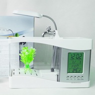USB Desktop Mini Fish Tank พิพิธภัณฑ์สัตว์น้ำ LED ไฟ LED LIGHT LCD นาฬิกาหน้าจอ LCD สำหรับ Home Offi