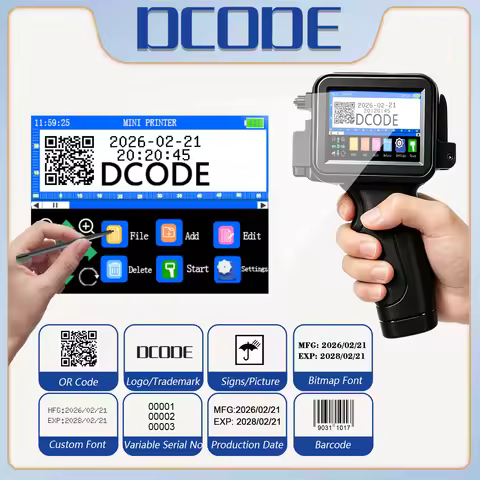 DCODE XTMINI 12.7mm Handheld Inkjet Printer Portable Printers Text QR Barcode Batch Number Logo Imag