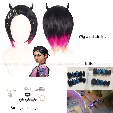 Game Valorant Clove Immortal Cosplay Costume Clove Cosplay Costume Clove Nails Wig Women Combat Unif