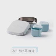 Miniware 多功能不鏽鋼成長便當盒組GROW BENTO 冰川熊/薄荷