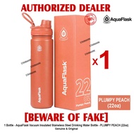 AQUAFLASK 22oz PLUMPY PEACH Aqua Flask Wide Mouth with Flip Cap Spout Lid Flexible Cap Vacuum Insulated Stainless Steel Drinking Water Bottle Bottles or Tumbler Tumblers Authentic - 1 Bottle