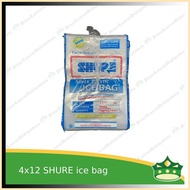 [500 pcs] SHURE plastic ice bag, ice tubig, ice water 4x12 inches ♈ ●