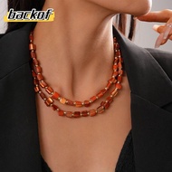 BACKOF Colorful Necklace, Double-layer Elegant Beaded Necklace, Fashion Exaggerate Irregular Jewelry