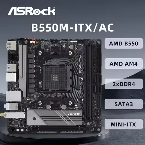 ASRock B550M-ITX/AC Motherboard Support Ryzen 7 5800x 5700x 5700x3D 5600G PRO 4750G CPU DDR4 PCIe 4.