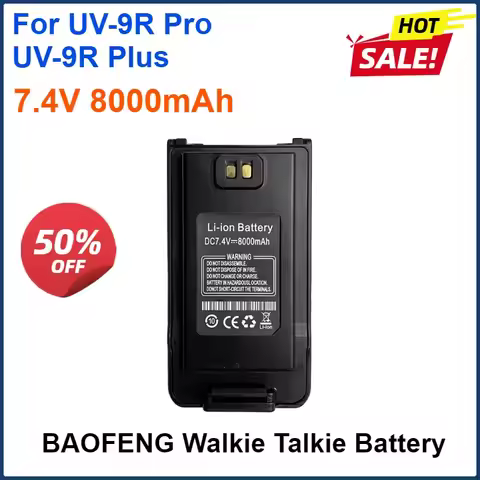7.4V 8000mAh Baofeng UV-9R Pro Walkie Talkie Li-ion Battery Enlarge Thicker Battery Charging Hole Fo