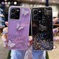KONSMART Casing For VIVO Y78 5G Y27 Y36 Y02 Y02S Y35 Y16 Y22 Y22s Newest 2022 Bling Glitter Star Space With 3D Shinny Butterfly Phone Case For VIVO Y35 Y55s 2023 Soft TPU Clear Phone Casing