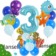 LANSEL Sea World, Number 3 Ocean Animal Balloons, Party Decorations Sea Horse Birthday Party