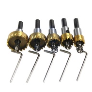 [Taiwan Ready Stock Invoices] Metal Titanium-Plated Hole Saw 5-Piece Set Hole Drill Hole Saw Hole Sa
