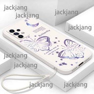 เคส Samsung A52 5G 4G A52S 5G ชุดสัตว์น่ารักเคสโทรศัพท์ Tpu นิ่มรูปผีเสื้อสีม่วง