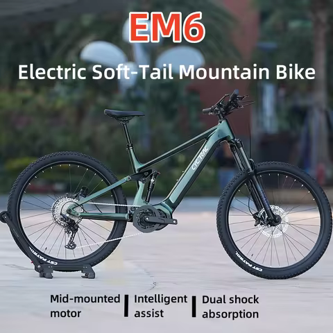 TWITTER EM6 2026 All-Terrain Softail E-MTB. Bafang Mid Drive M430, 48V 500W Motor, Aluminum Alloy Fr