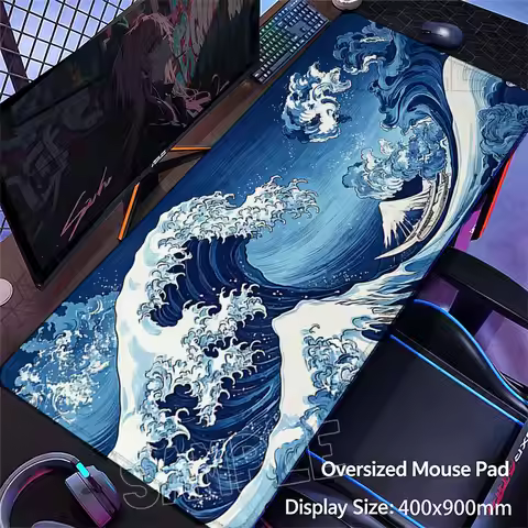 Japanese Waves Design Mouse Pad Desk Mat Large 70x30cm Non-Slip Rubber Office Computer Keyboard Mous