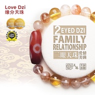 Dzi Kingdom Red Jade Two Eyed Dzi Bracelet 天珠王国红玉二眼天珠手链
