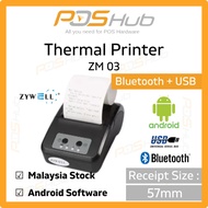 Zywell ZM03 Mobile Pos 58mm Bluetooth Thermal Receipt Printer For Android Tablet Phone Topup Pay Bill portable printer