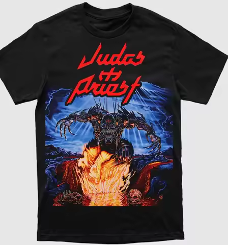 Vtg Judas Priest Rock Punk Tour Short Sleeve Black Color Shirt