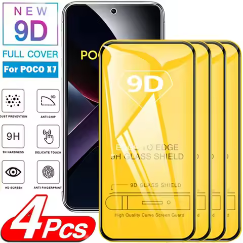 4PCS HD Screen Protector For POCO X7 M7 X6 X5 X4 Pro 5G C65 C75 9D Clear Tempered Glass For POCO F6 