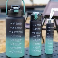 1pc, 2000ml/800ml/300ml Gradient Color Outdoor Sports Water Bottle, Portable Straw Cup