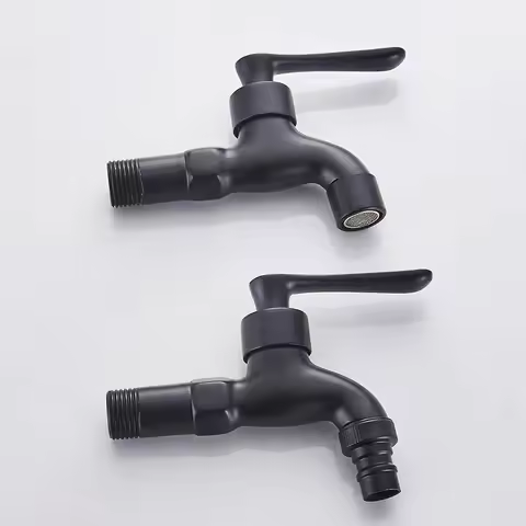 Black Single Cold Tap Wall Mounted Washing Machine Single Tap Bibcock Faucet Garden Tap Mop Pool Tap