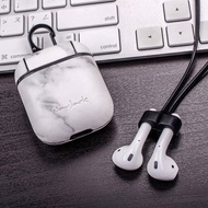 NavJack│APPLE │AirPods │藍芽耳機收納保護盒附掛繩 大理石白