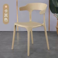 塑膠椅靠背椅家用牛角椅北歐奶茶店簡約椅耐磨損客廳休閒椅子