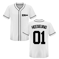 PUTIH KEMEJA Heeseung en baseball Jersey- sports shirt button top white enhypen shirt