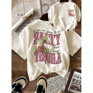 Women's Casual Crew Neck "Salty Tequila" Graphic Print Short Sleeve T-Shirt, Summer