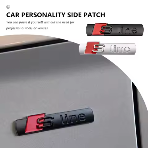 For Audi 3D Chrome Black Sline Logo SLine Emblem Car Fender Badg Sline Allroad RS A1 A2 A3 A4 A5 A6 