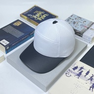 White Leather Mesh Painted Baseball Cap