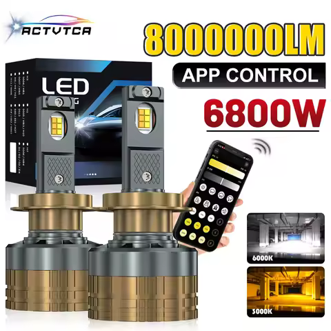 APP Control LED Headlight H7 H4 H8 H9 H11 9005 HB3 9006 HB4 H1 Adjustable LED Car Light Mobile phone