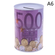 Euro Dollar Money Box Safe Cylinder Piggy Bank Banks For Coins Deposit Boxes