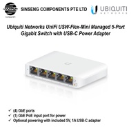 Ubiquiti Networks UniFi USW-Flex-Mini Managed 5-Port Gigabit Network Switch with USB-C Power Adapter