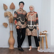 KEMEJA Batik Couple (ROMAN-store) - Baju Batik Couple Batik Tunic Modern Couple Clothing Set Couple Shirt Batik Long Sleeve Jumbo Ready Uniform