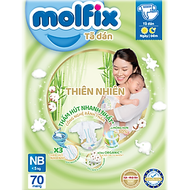 Tã/bỉm dán sơ sinh Molfix Thiên nhiên Jumbo Newborn  (dưới 5kg) - Gói 70 miếng