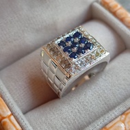 cincin pria blue safir berlian asli